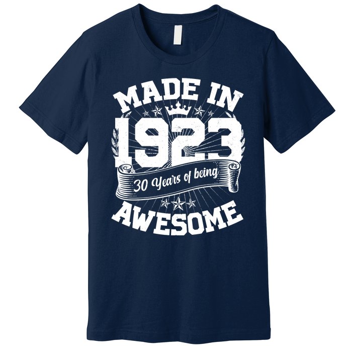 Vintage Crown Made In 1923 100 Years Of Being Awesome Premium T-Shirt