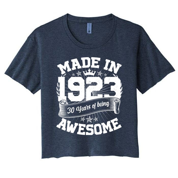 Vintage Crown Made In 1923 100 Years Of Being Awesome Women's Crop Top Tee