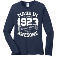 Vintage Crown Made In 1923 100 Years Of Being Awesome Ladies Long Sleeve Shirt