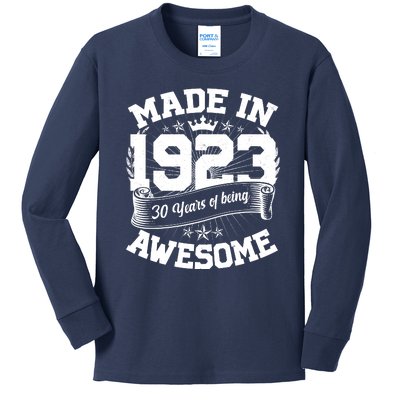 Vintage Crown Made In 1923 100 Years Of Being Awesome Kids Long Sleeve Shirt