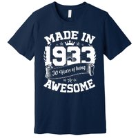 Vintage Crown Made In 1933 90 Years Of Being Awesome Premium T-Shirt