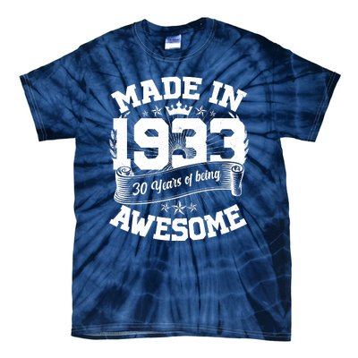 Vintage Crown Made In 1933 90 Years Of Being Awesome Tie-Dye T-Shirt