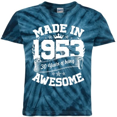 Vintage Crown Made In 1953 70 Years Of Being Awesome Kids Tie-Dye T-Shirt