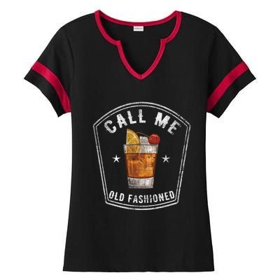 Vintage Call Me Old Fashioned Whiskey Funny Print Cool Gift Ladies Halftime Notch Neck Tee