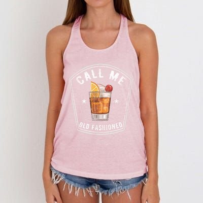 Vintage Call Me Old Fashioned Whiskey Funny Print Cool Gift Women's Knotted Racerback Tank