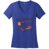 Vintage Cute Mele Kalikimaka Christmas Santa Surfing Costume Gift Women's V-Neck T-Shirt