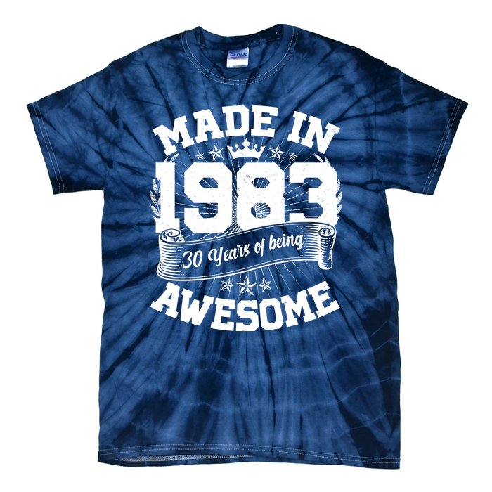 Vintage Crown Made In 1983 40 Years Of Being Awesome Tie-Dye T-Shirt