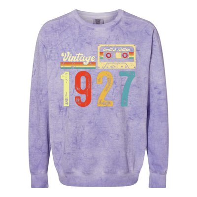 Vintage Cassette Made In 1927 Birthday Colorblast Crewneck Sweatshirt