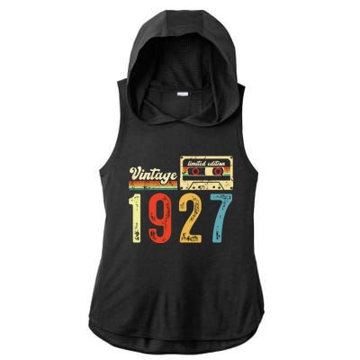 Vintage Cassette Made In 1927 Birthday Ladies PosiCharge Tri-Blend Wicking Draft Hoodie Tank