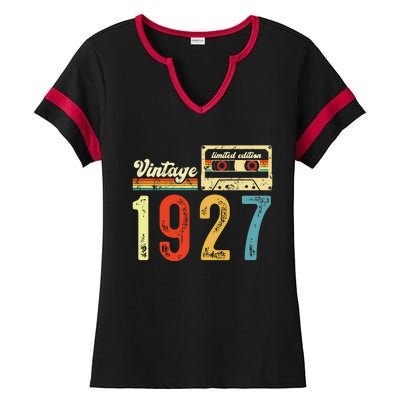 Vintage Cassette Made In 1927 Birthday Ladies Halftime Notch Neck Tee