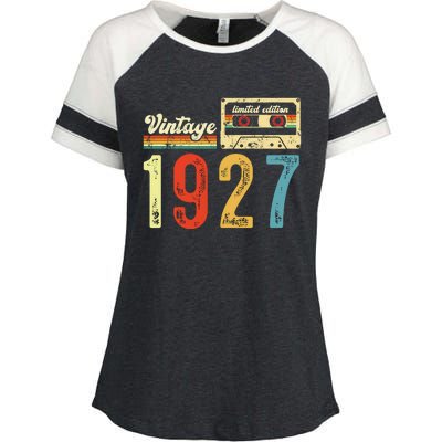 Vintage Cassette Made In 1927 Birthday Enza Ladies Jersey Colorblock Tee