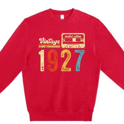 Vintage Cassette Made In 1927 Birthday Premium Crewneck Sweatshirt