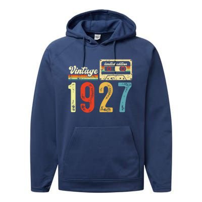 Vintage Cassette Made In 1927 Birthday Performance Fleece Hoodie