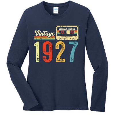 Vintage Cassette Made In 1927 Birthday Ladies Long Sleeve Shirt