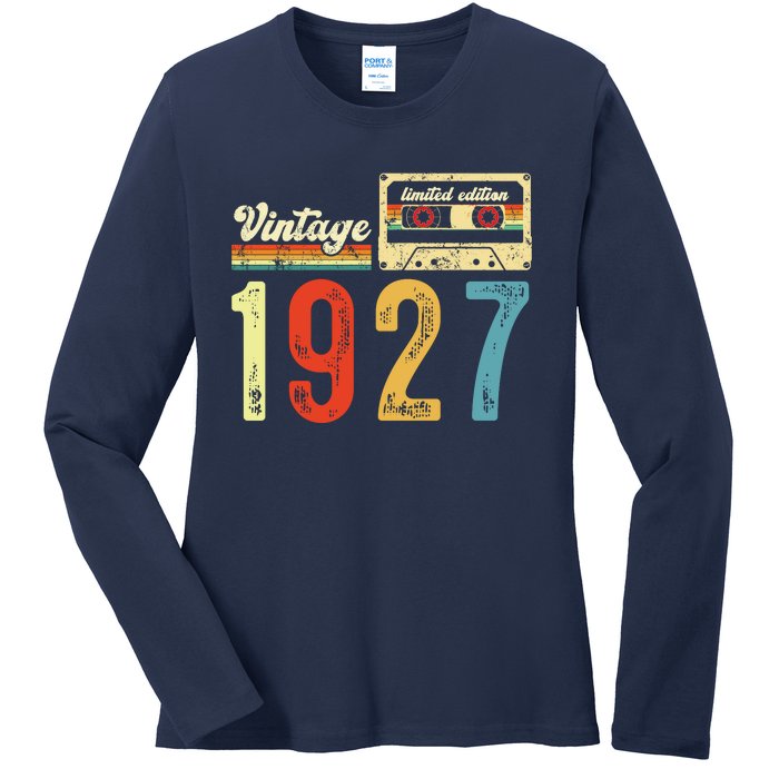 Vintage Cassette Made In 1927 Birthday Ladies Long Sleeve Shirt