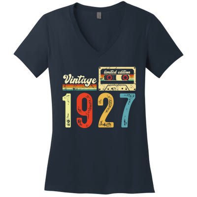 Vintage Cassette Made In 1927 Birthday Women's V-Neck T-Shirt