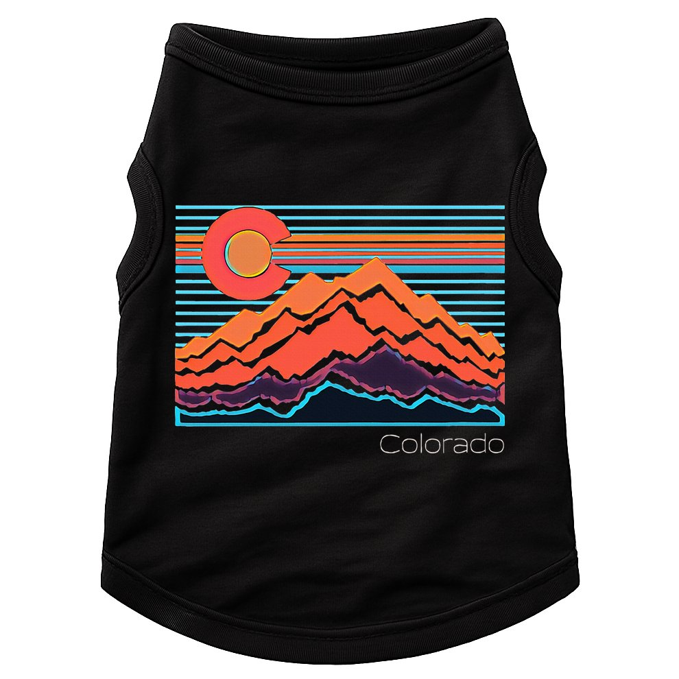 Vintage Colorado Mountain Landscape And Flag Doggie Tank