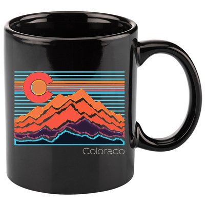 Vintage Colorado Mountain Landscape And Flag 11oz C Handle Ceramic Mug