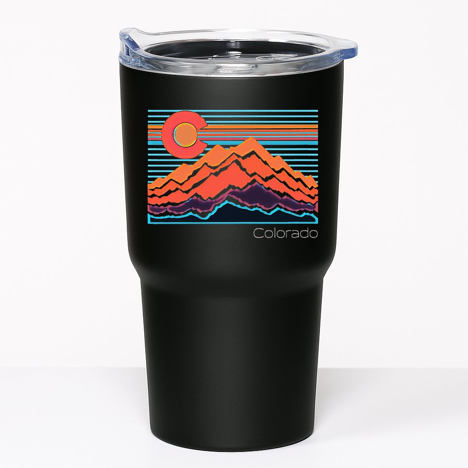 Vintage Colorado Mountain Landscape And Flag Tumbler