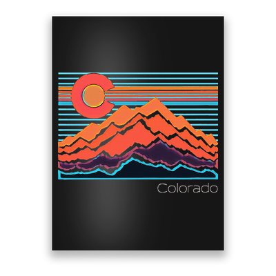 Vintage Colorado Mountain Landscape And Flag Poster