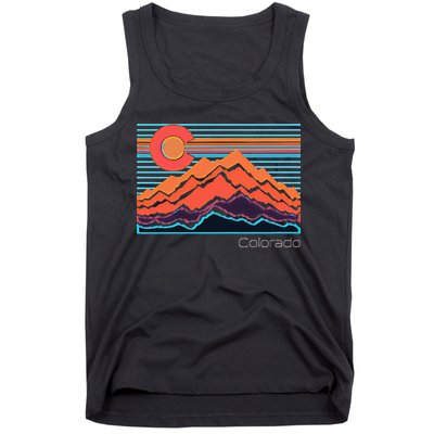 Vintage Colorado Mountain Landscape And Flag Tank Top