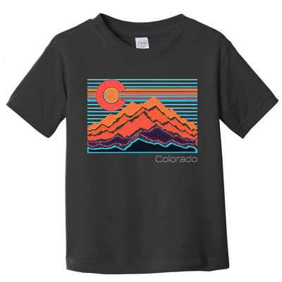 Vintage Colorado Mountain Landscape And Flag Toddler T-Shirt