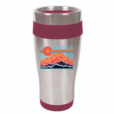 Vintage Colorado Mountain Landscape And Flag 16oz Travel Tumbler