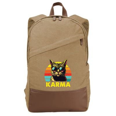 Vintage Cat Music Gifts For Girl Women Karma Cotton Canvas Backpack