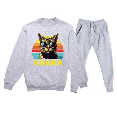 Vintage Cat Music Gifts For Girl Women Karma Premium Crewneck Sweatsuit Set