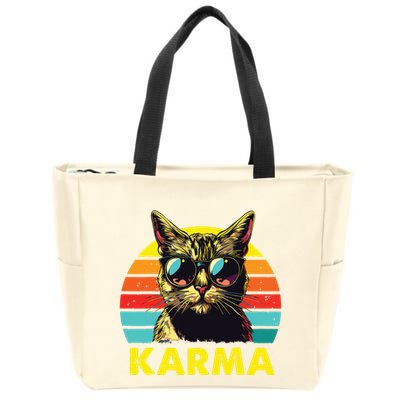 Vintage Cat Music Gifts For Girl Women Karma Zip Tote Bag