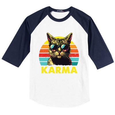 Vintage Cat Music Gifts For Girl Women Karma Baseball Sleeve Shirt