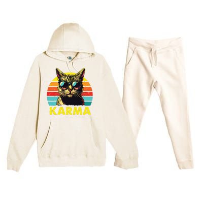 Vintage Cat Music Gifts For Girl Women Karma Premium Hooded Sweatsuit Set