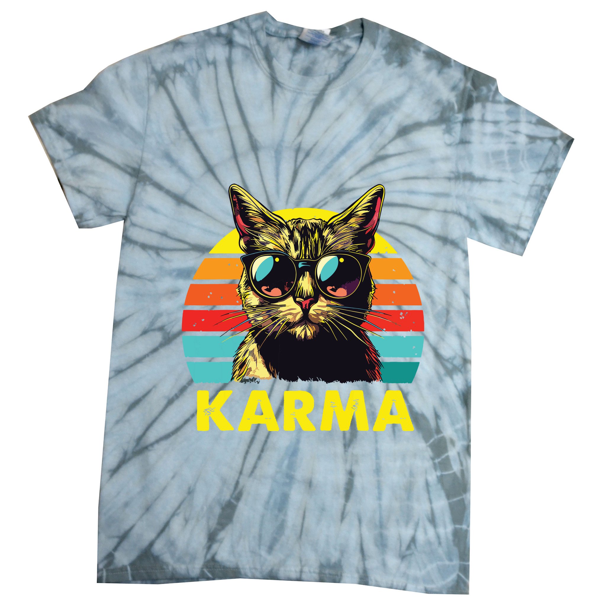 Vintage Cat Music Gifts For Girl Women Karma Tie-Dye T-Shirt