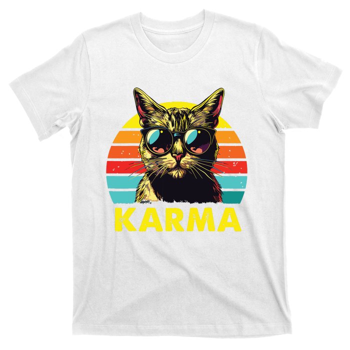 Vintage Cat Music Gifts For Girl Women Karma T-Shirt