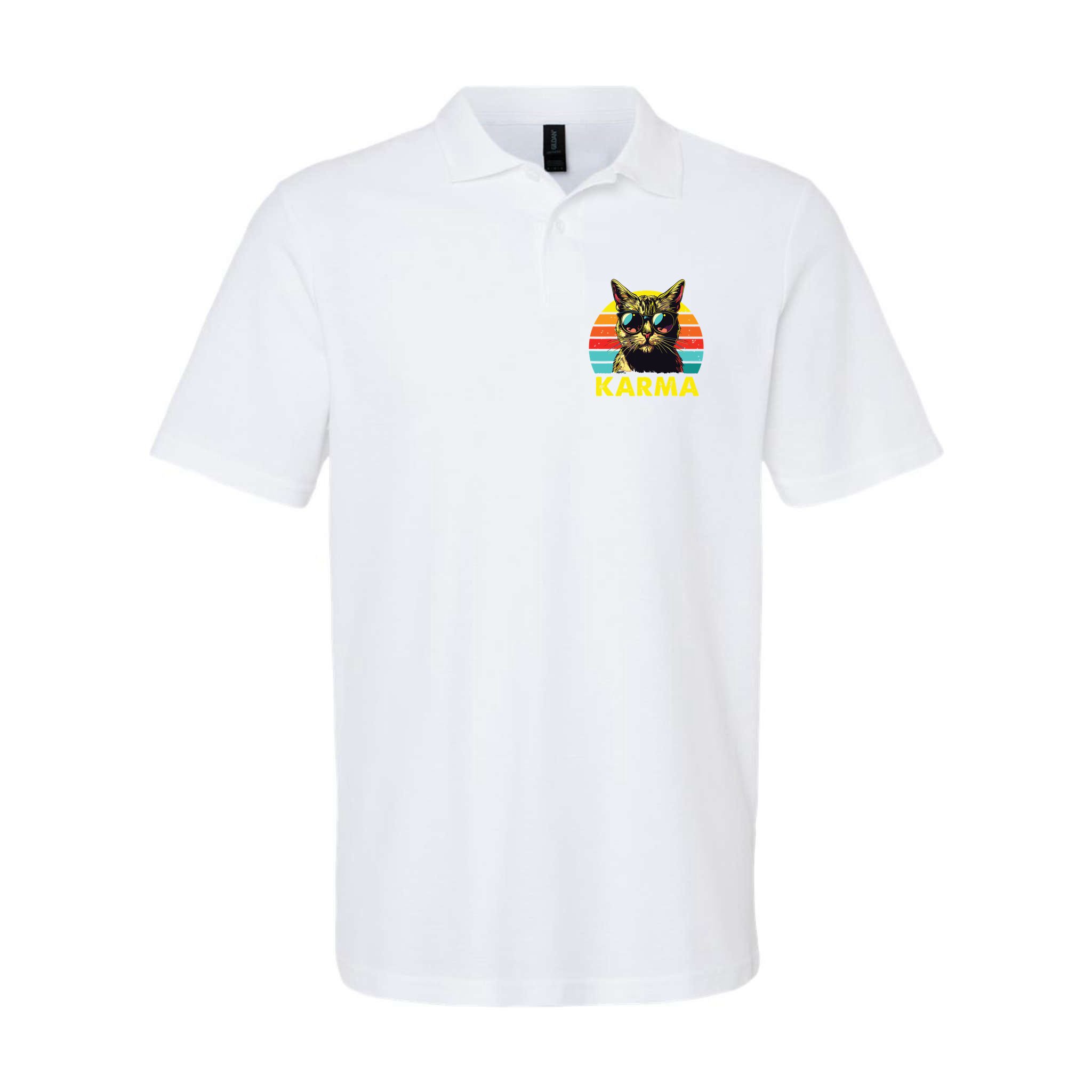 Vintage Cat Music Gifts For Girl Women Karma Polo