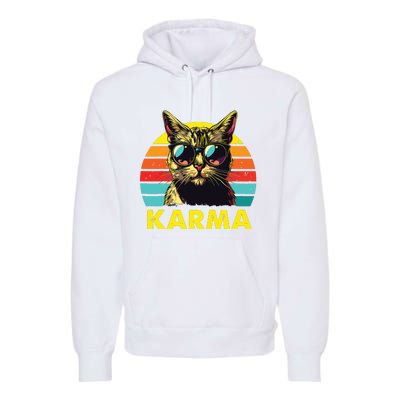 Vintage Cat Music Gifts For Girl Women Karma Premium Hoodie