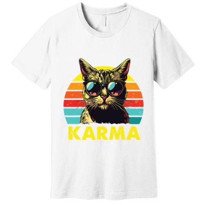 Vintage Cat Music Gifts For Girl Women Karma Premium T-Shirt