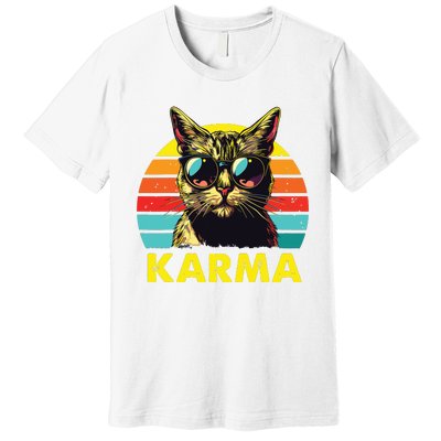 Vintage Cat Music Gifts For Girl Women Karma Premium T-Shirt