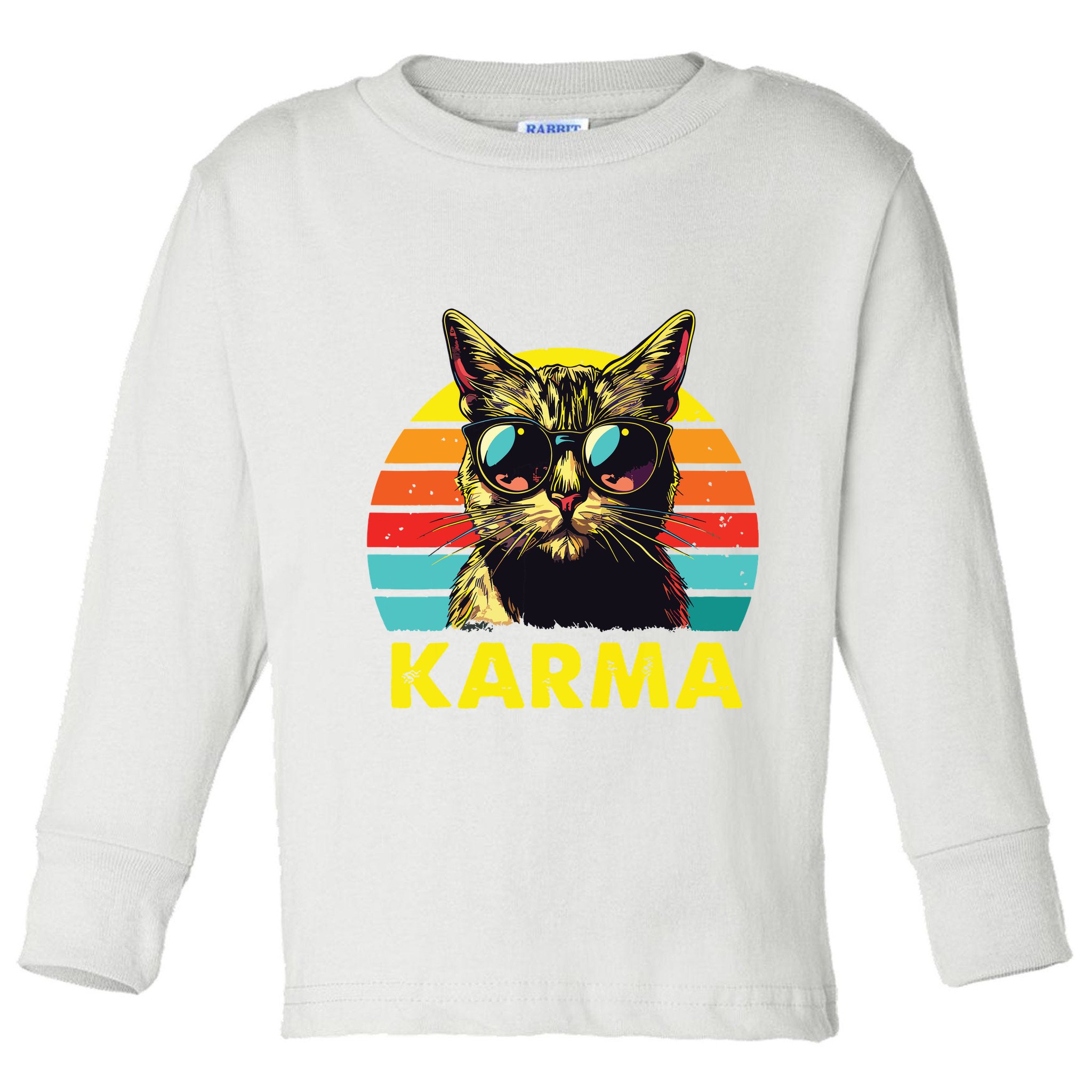 Vintage Cat Music Gifts For Girl Women Karma Toddler Long Sleeve Shirt