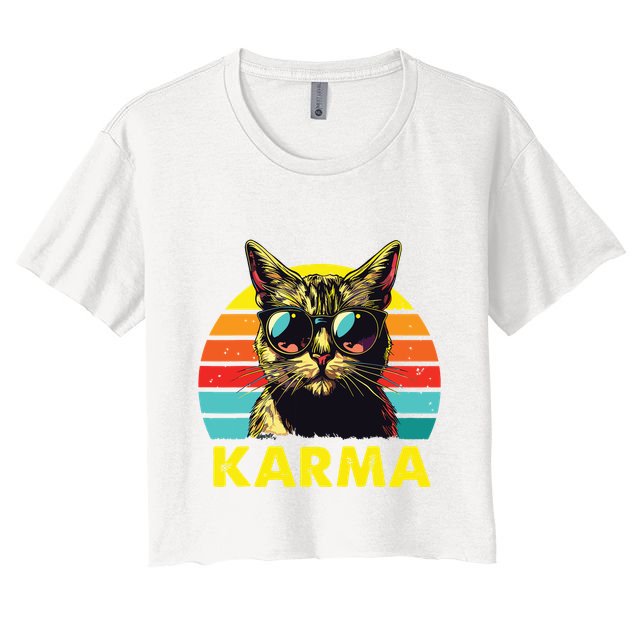 Vintage Cat Music Gifts For Girl Women Karma Crop Top