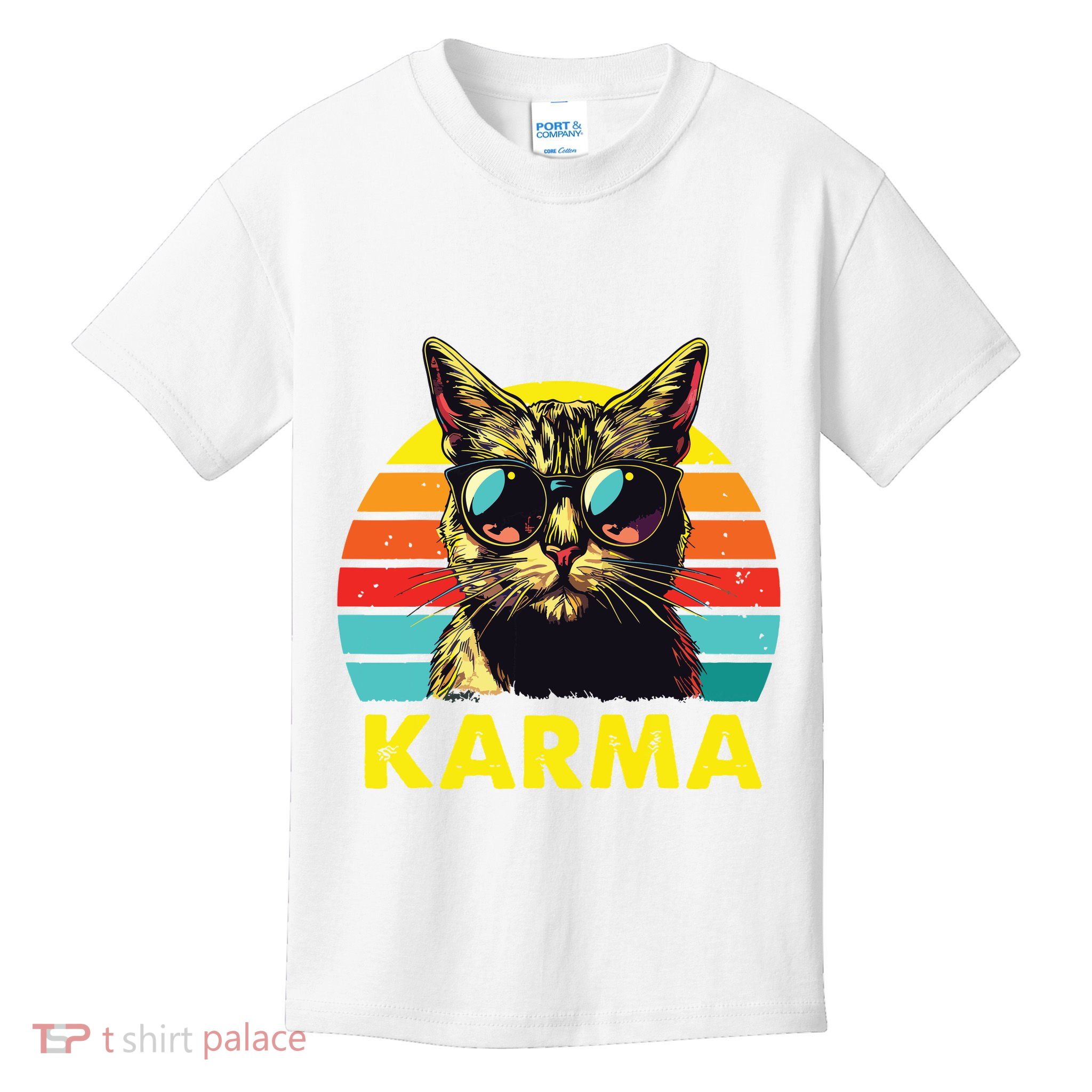 Vintage Cat Music Gifts For Girl Women Karma Kids T-Shirt