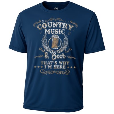 Vintage Country Music And Beer That's Why I'm Here Legends Cooling Performance Crew T-Shirt