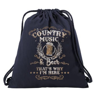 Vintage Country Music And Beer That's Why I'm Here Legends Drawstring Bag