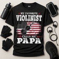 Violinist Call Me Papa Father's Day Cooling Performance Crew T-Shirt
