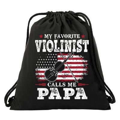 Violinist Call Me Papa Father's Day Drawstring Bag