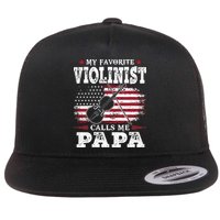 Violinist Call Me Papa Father's Day Flat Bill Trucker Hat