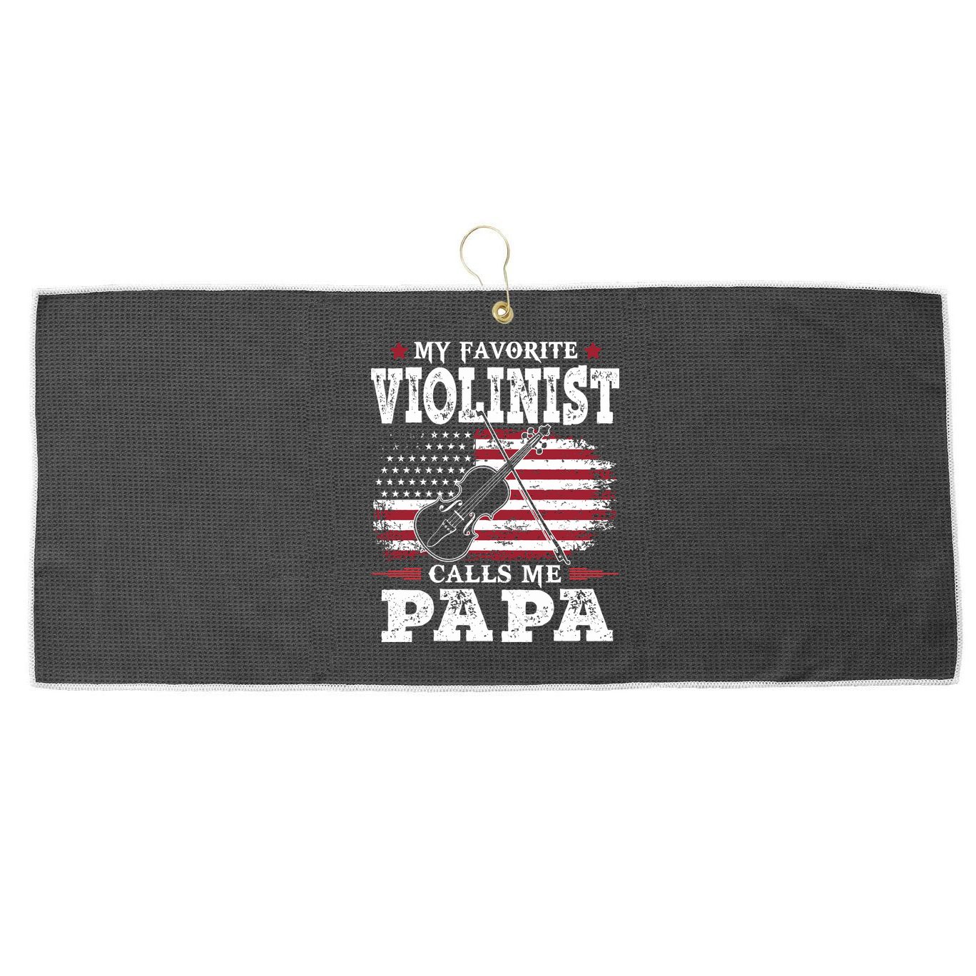 Violinist Call Me Papa Father's Day Large Microfiber Waffle Golf Towel