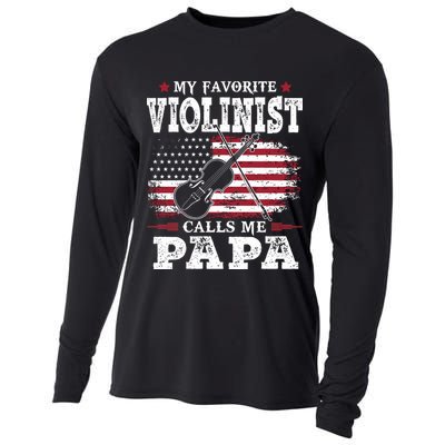 Violinist Call Me Papa Father's Day Cooling Performance Long Sleeve Crew