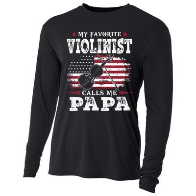 Violinist Call Me Papa Father's Day Cooling Performance Long Sleeve Crew