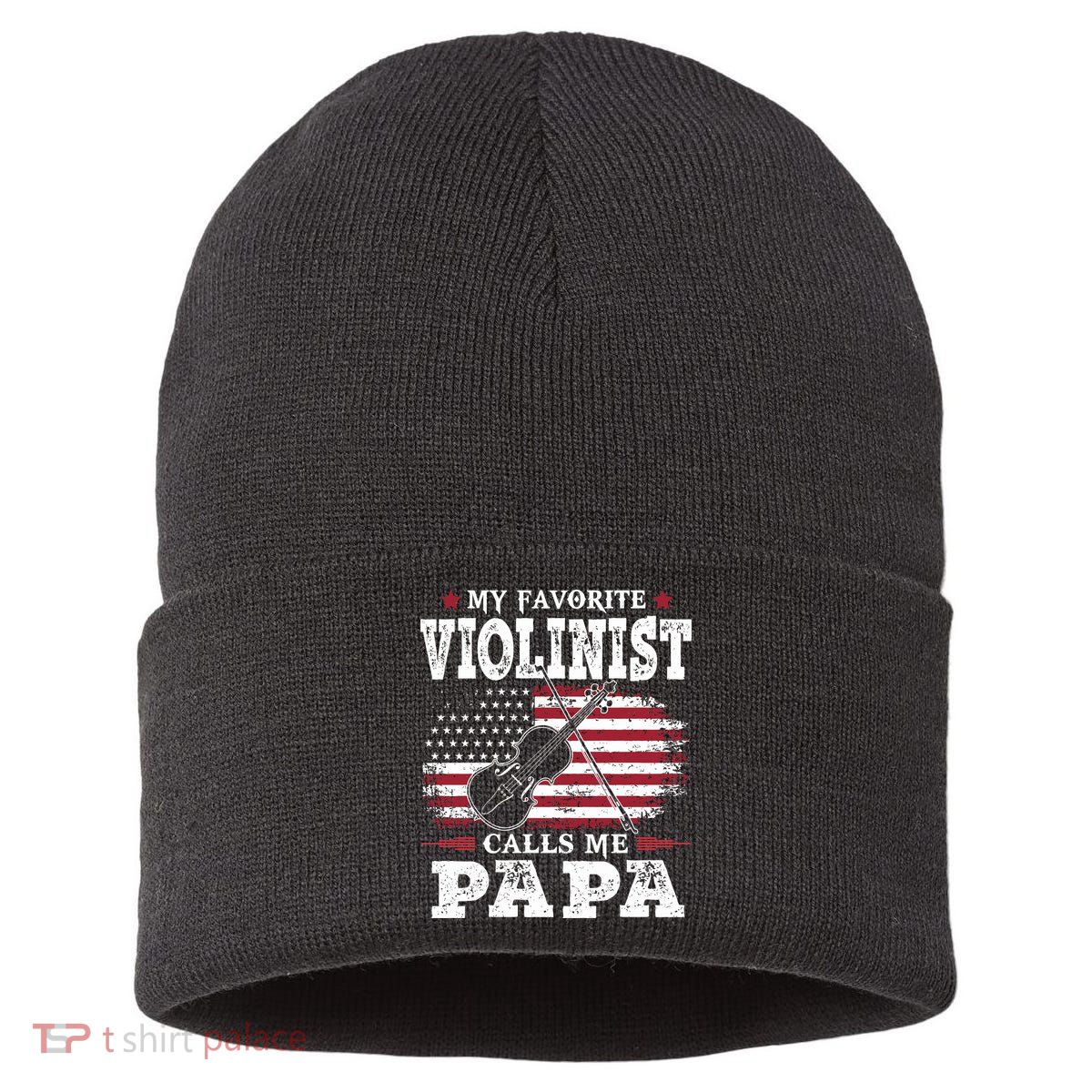 Violinist Call Me Papa Father's Day Sustainable Knit Beanie